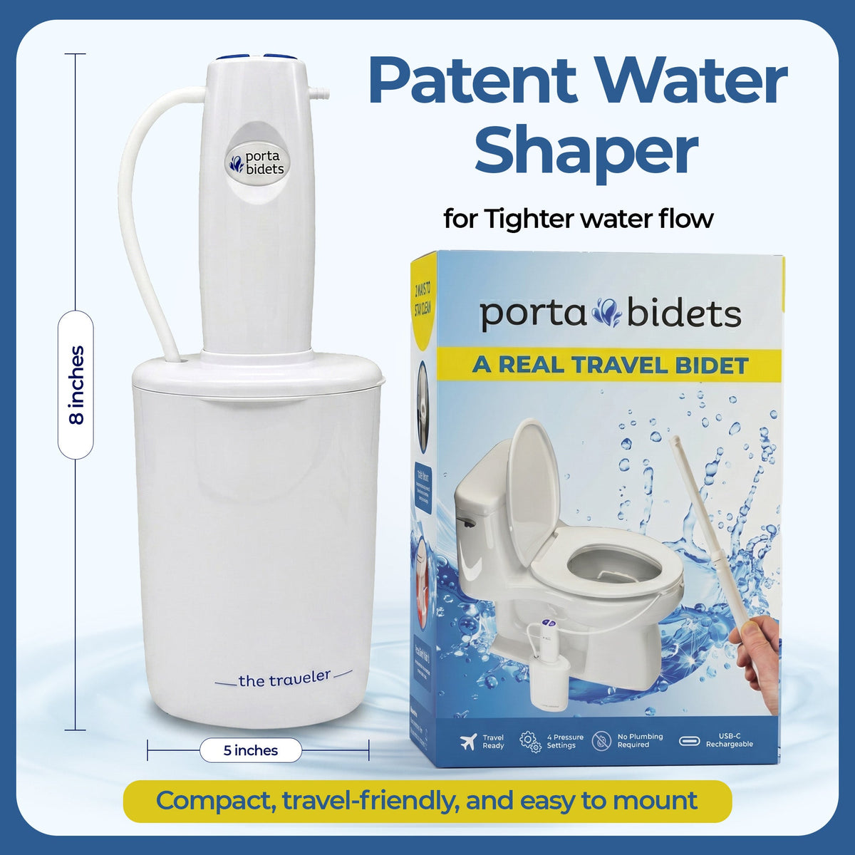 The Traveler Portable Bidet | Toilet-Mounted Travel Bidet